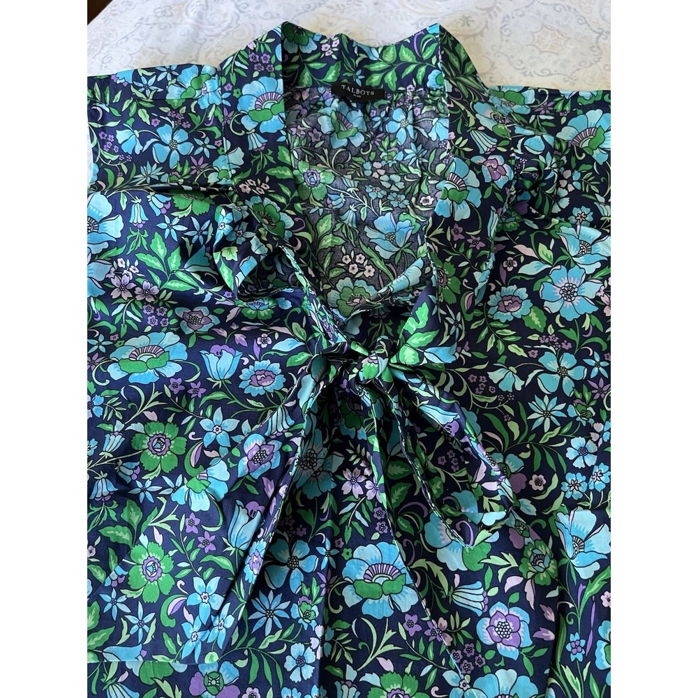 Talbots Women's Tie Neck Shell Spring Blouse Sleeveless Multicolor Floral Sz. 1X - Picture 6 of 9